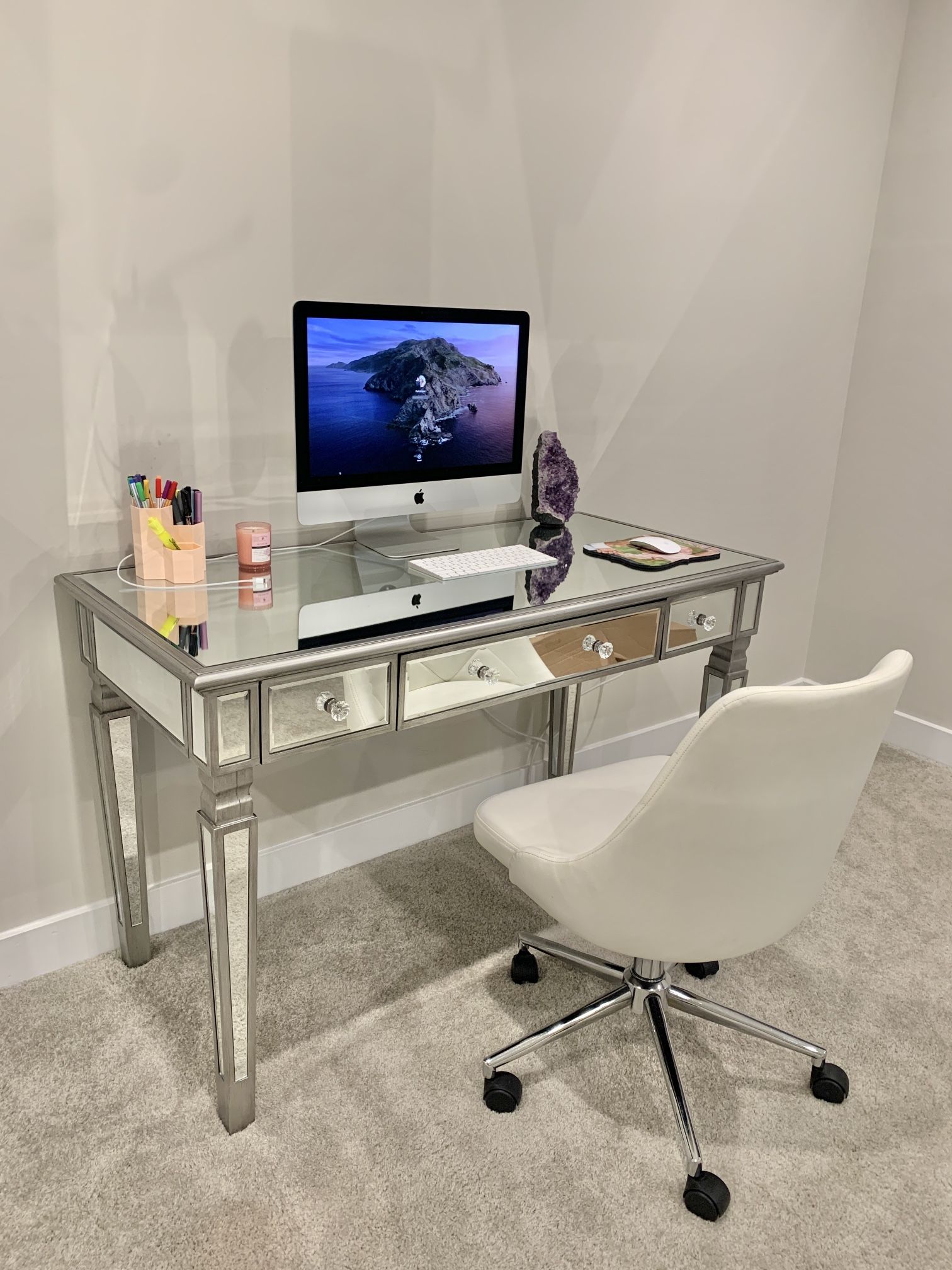 Mirrored Writing Desk (Chair Included) 