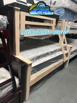 Twin full whitewash bunk bed with mattress Colchon Nuevo new