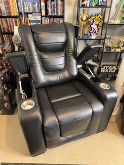Black leather recliner chair