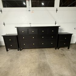 IKEA Hemnes 8 Drawer Dresser + Matching Nightstands 