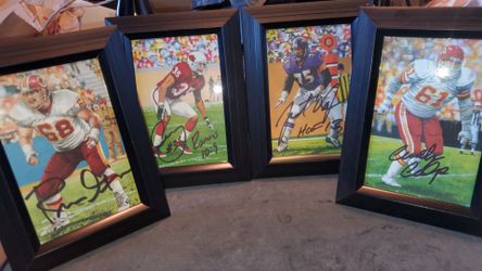 Lot of 4 authentic GOAL LINE ART autograph hall of fame football players all for $120
