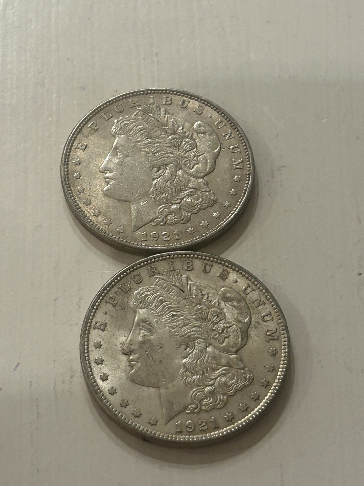 (2)—1921-S U.S. Silver Morgan $1 Dollar - Full Liberty Headband - Last Year of Issue