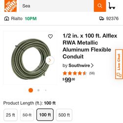 Flexible conduit aluminum 1/2 inch 100ft