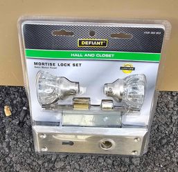 Defiant Glass Knob Mortise Lock Set – Satin Nickel