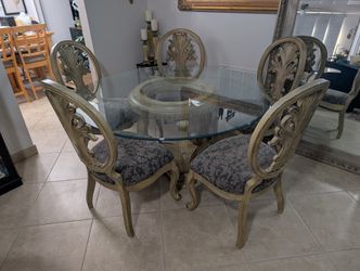 Must Go/Best Offer Takes It - Ornate Glass Top Dining Table and 4 Chairs