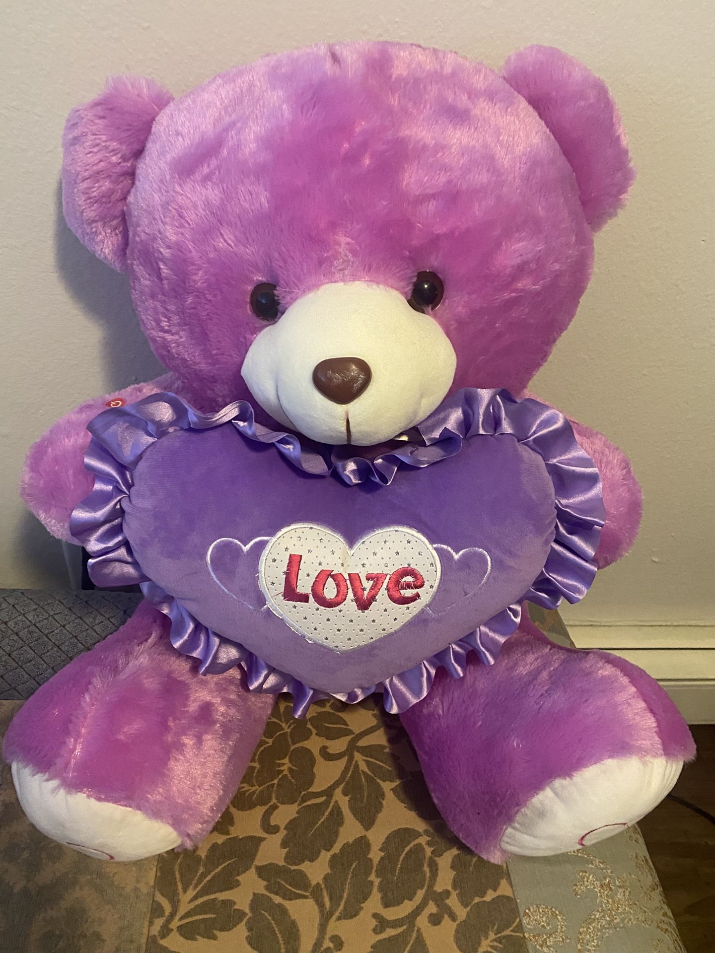 Big Purple Bear with Multicolor Lights
