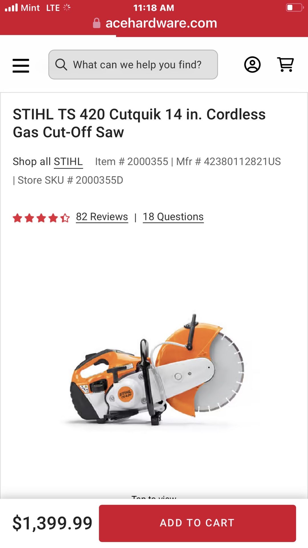 STIHL TS420 Quick Cut Saw