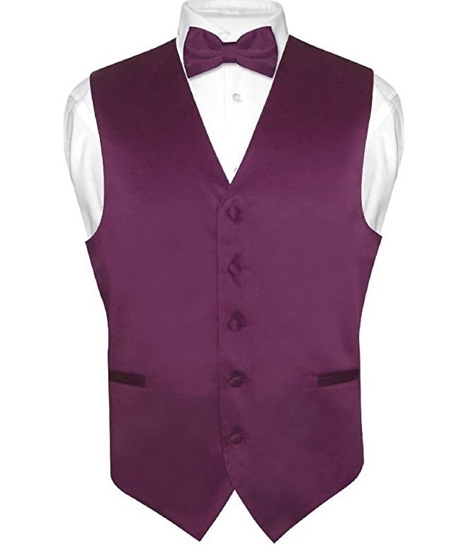 Men's Solid Design Dress Vest & Necktie Neck Tie Set
