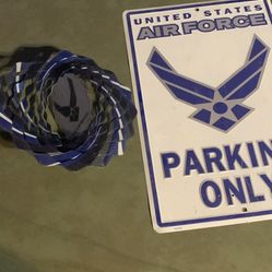 United States, Air Force parking only sign and Air Force yard art spinner