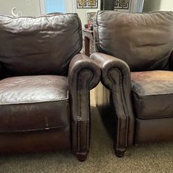 Two Rechining Leather Sofa Chairs