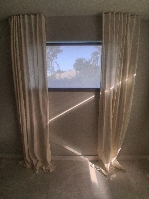 NEW EXTREMELY NICE CURTAINS FROM "THE POTTERY BARN, CEILING TO FLOOR WITH ALL THE HARDWARE INCLUDED, GREAT PRICE FOR SUCH A FINE ITEM!!!