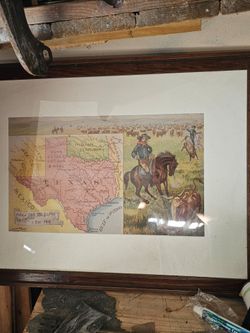 Vintage Texas Map Framed Print