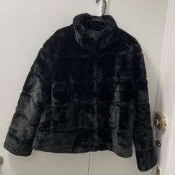 Karl Lagerfeld Paris Black Faux Fur Jacket Size XXL- New With Tag