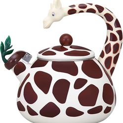 Giraffe 2.3 Quart Enamel Over Steal Teapot