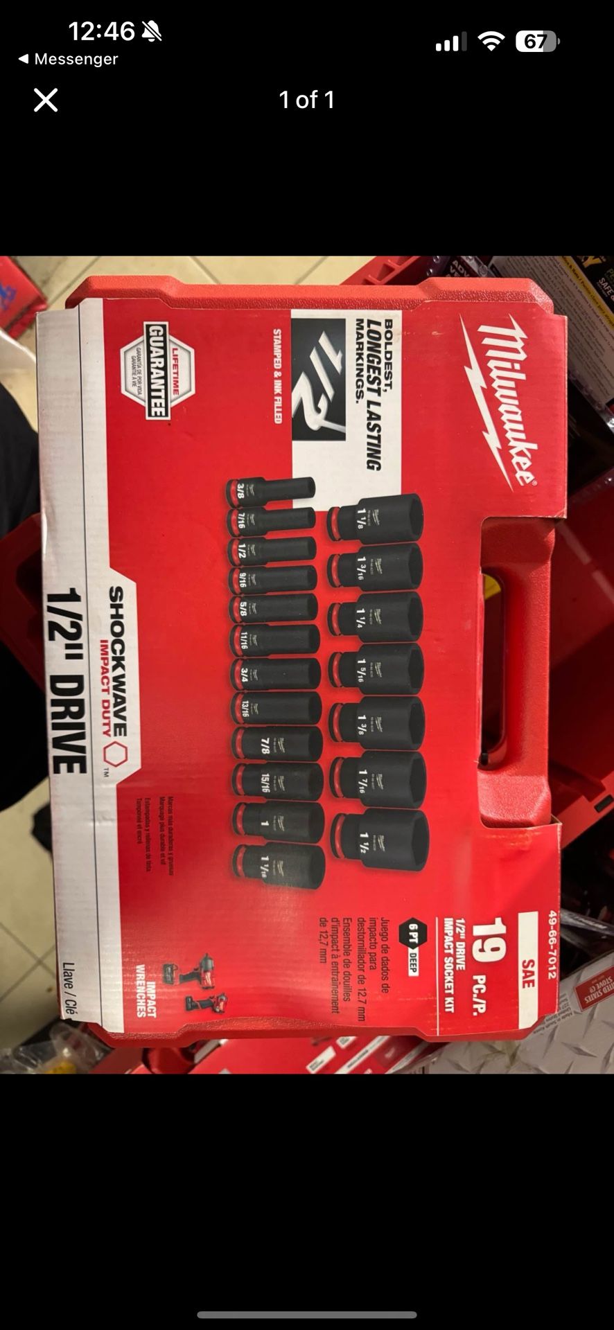 Milwaukee 19 Piece Socket Set 1/2 SAE