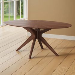   Elegant 75” Oval Walnut Dining Table – Like New