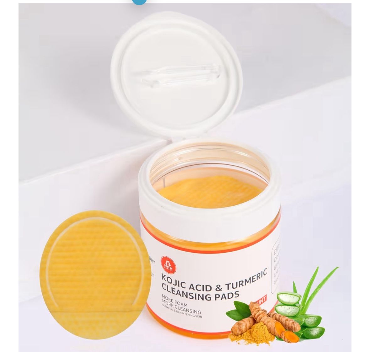 Turmeric Pads for Face Dark Spots: Glowing Skin and Deep Cleansing Skin - Turmeric Kojic Acid Cleansing Pads for Face, Underarm, Neck, and Bikini Area