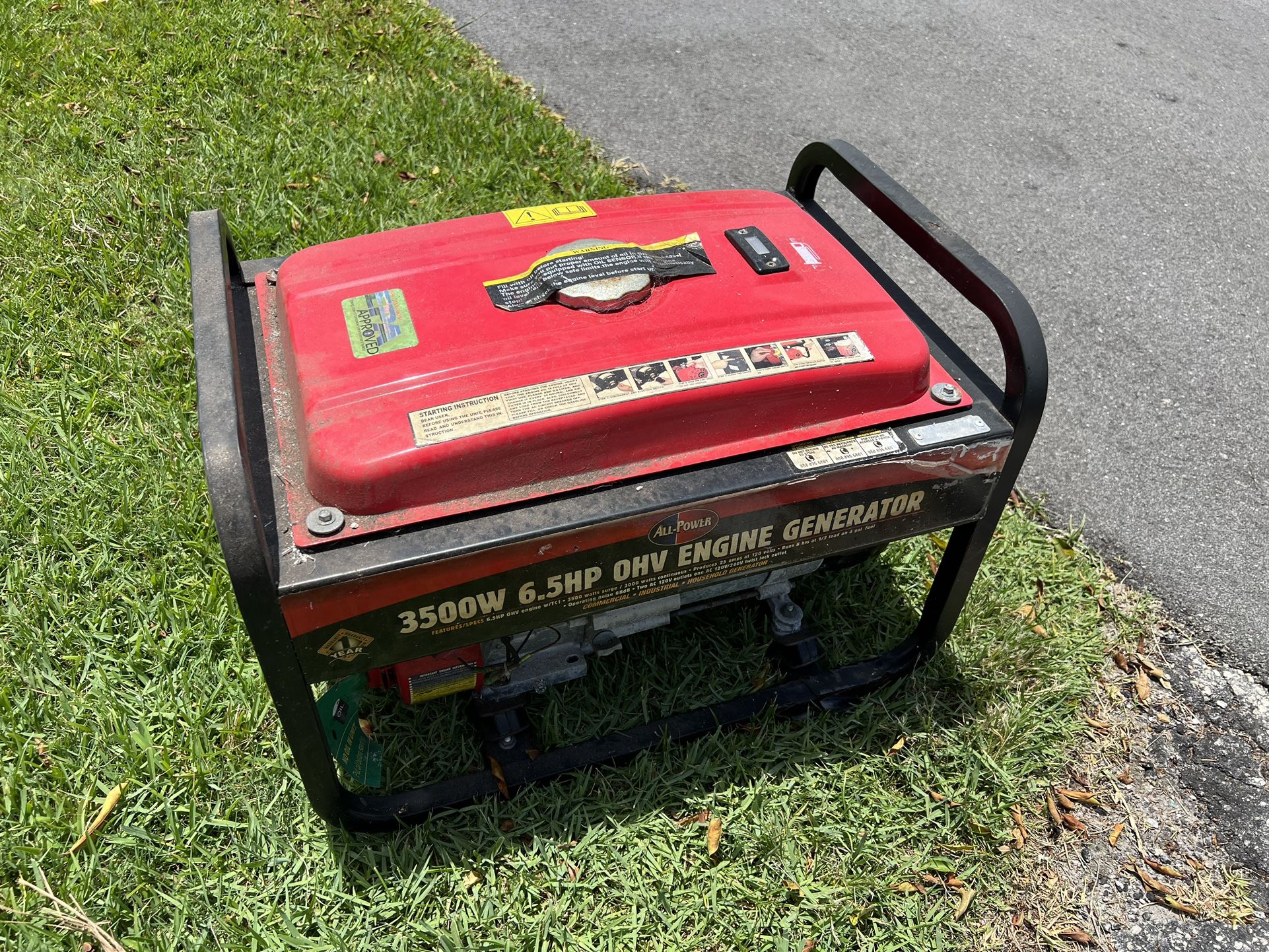 2006 All-Power 3500W 6.5HP Generator - Never Used