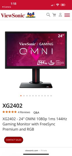 Viewsonic gaming monitor 144hz 1ms