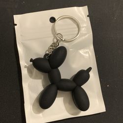 Silicone balloon dog keychain-black