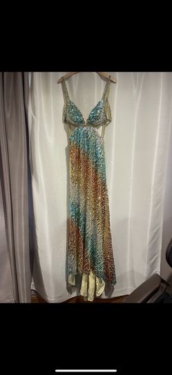 Rainbow Sequin Prom Dress Size 6