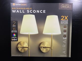 BETTERBEAM Aira Set of 2 Gold Finish LED Rechargeable Wall Sconce with Remote