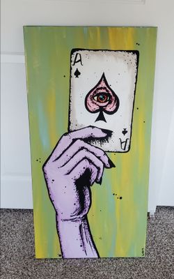 Large painted artwork with Ace of Spades
