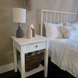 SOLID WOOD SQUARE SIDE TABLE with Drawer + Shelf