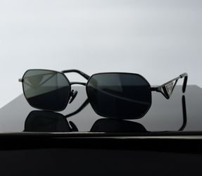 Prada Square Sunglasses in Black with Polarized Gray Lens
