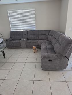 Recliner Sectional Couch (dog not included)