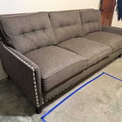 Modern Tufted Sofa with Nailhead Trim - Excellent Condition