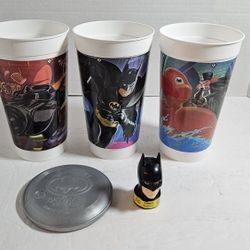 1992 Vintage McDonald's Batman Returns Plastic Collector Cups 