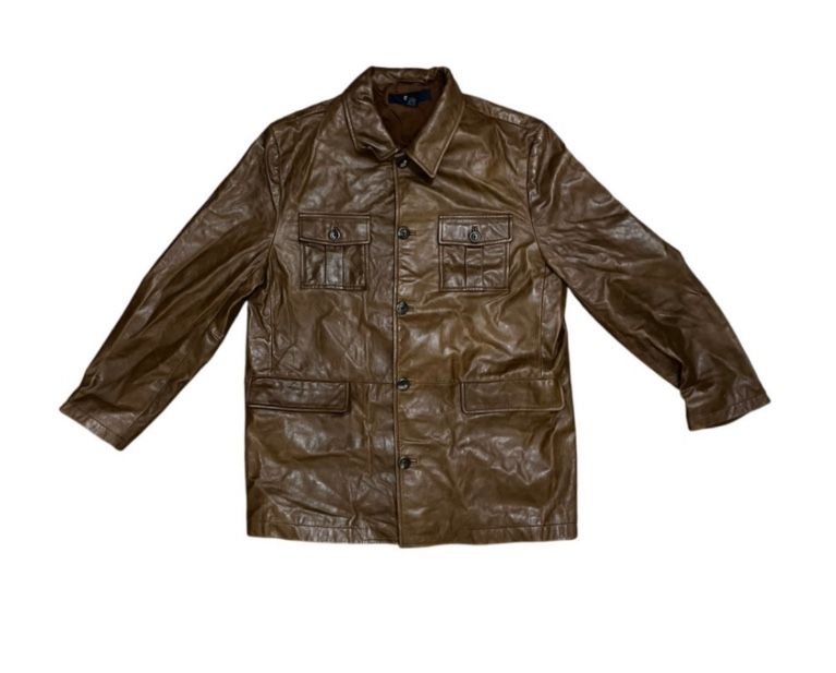 Gap Women’s Leather Brown Long Jacket Size Large 
