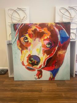 HUGE UNIQUE DOG ART PIECE FOR SALE, PAINTING 50x50