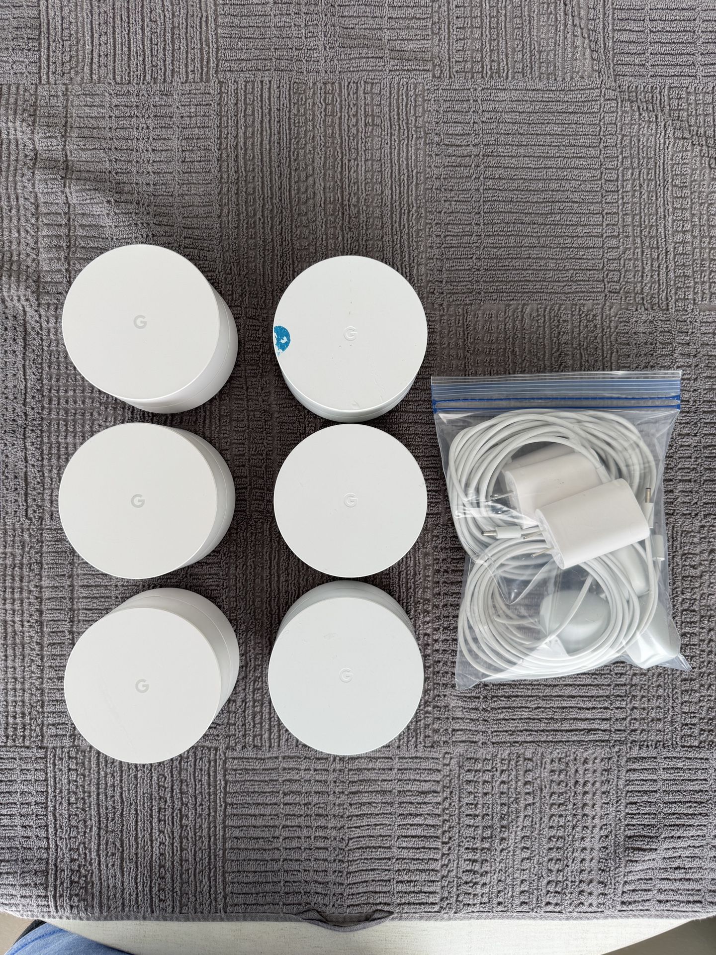 Google Wifi (AC-1304 x5 & GQ2CQ x1) + Four Wall Mounts - Good Condition/Work As Expected