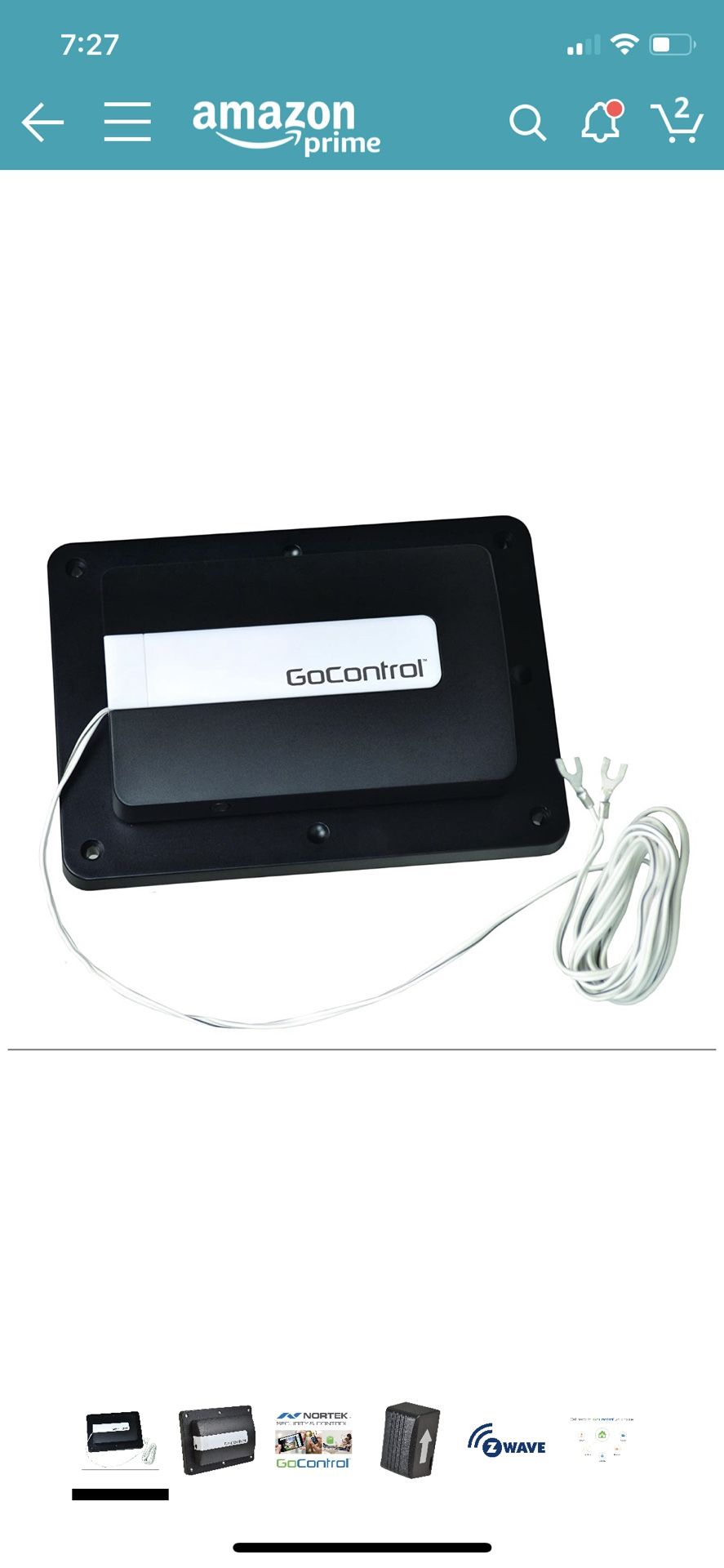 GoControl/Linear GD00Z-4 Z-Wave Garage Door Opener Remote Controller, Small, Black