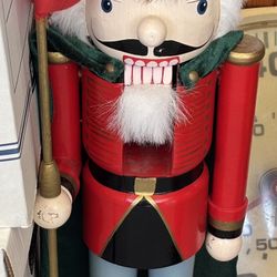 Vintage Large Hand Painted Wooden Nutcracker