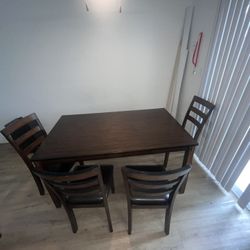 Dining table with bench and chairs