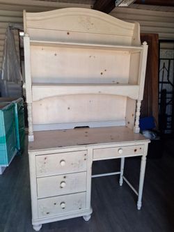 Vignettes desk hutch. Beige cream color