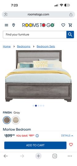 Marlow Queen Panel Bed in good condition from Rooms To Go - frame only (with mattress if you want)