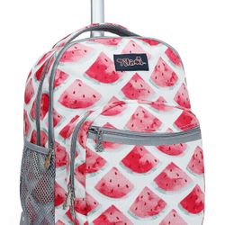 Brand New~ Tilami Rolling Backpack 19 inch Wheeled Boys Girls Travel School Student Trip Cute Watermelon Design