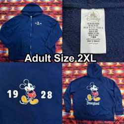 Disney Mickey Mouse Disneyland Full Zip Sweater Navy Blue Adult Size 2XL