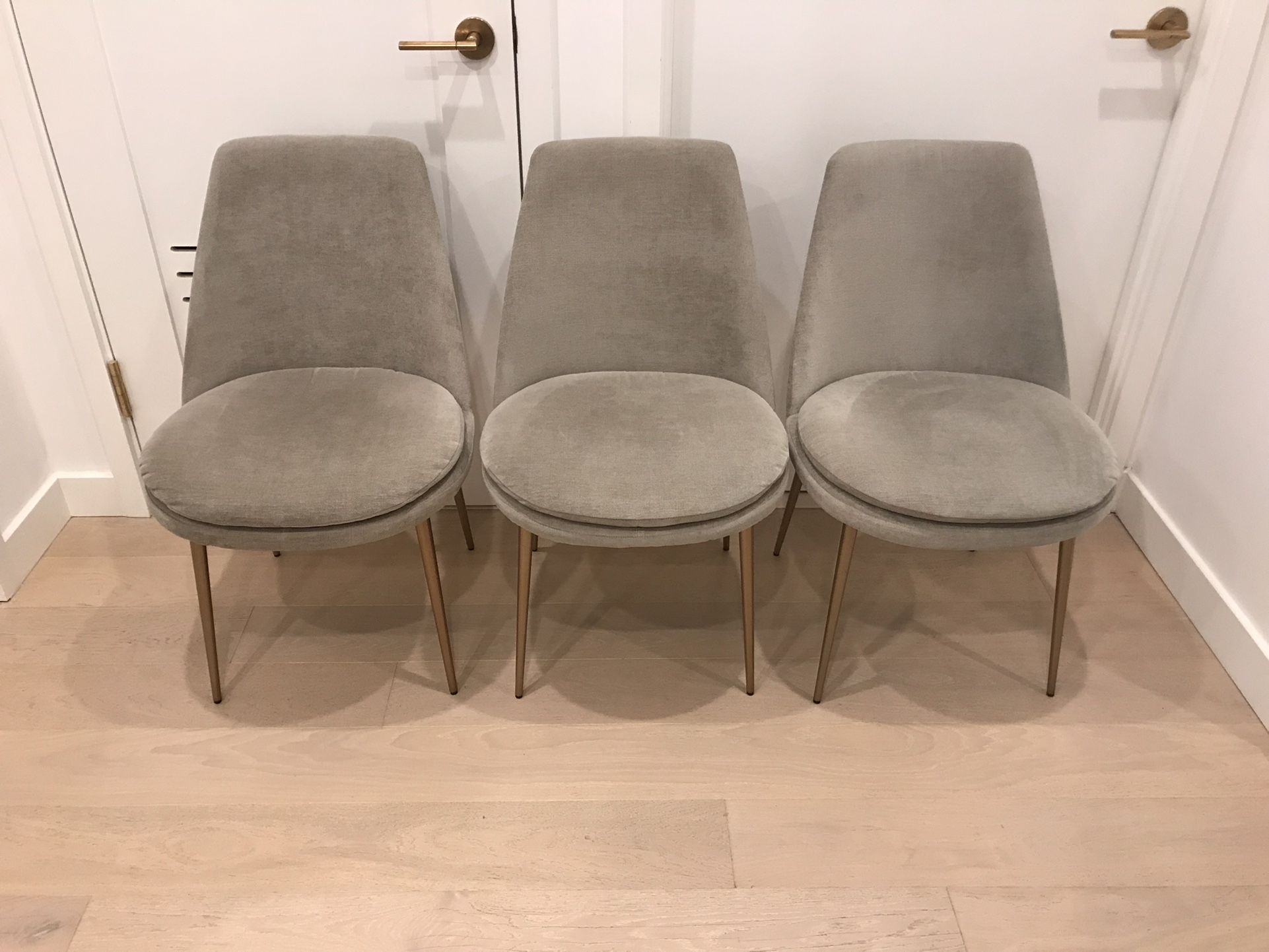 West Elm Finley Low-Back Upholstered Dining Chairs Distressed Velvet Dune $100 Each