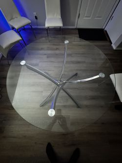 Glass Table With White Chairs