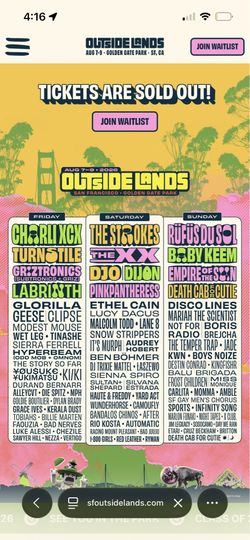 Outside Lands tickets