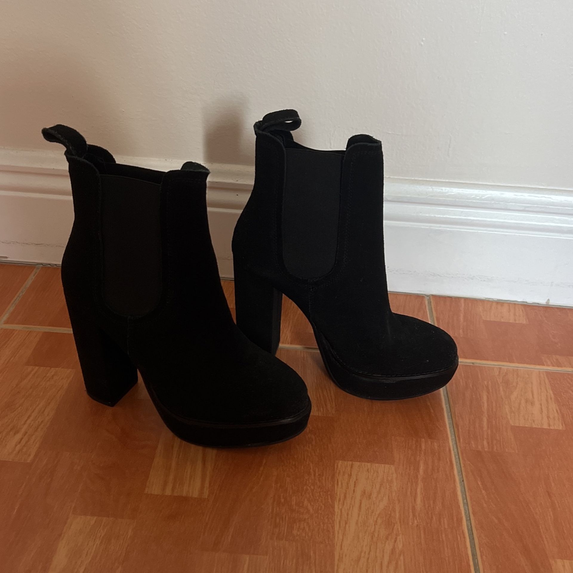 Black Suede Platform Ankle Boots