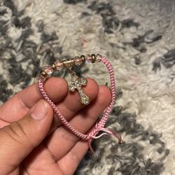 Pink Cross Bracelet 