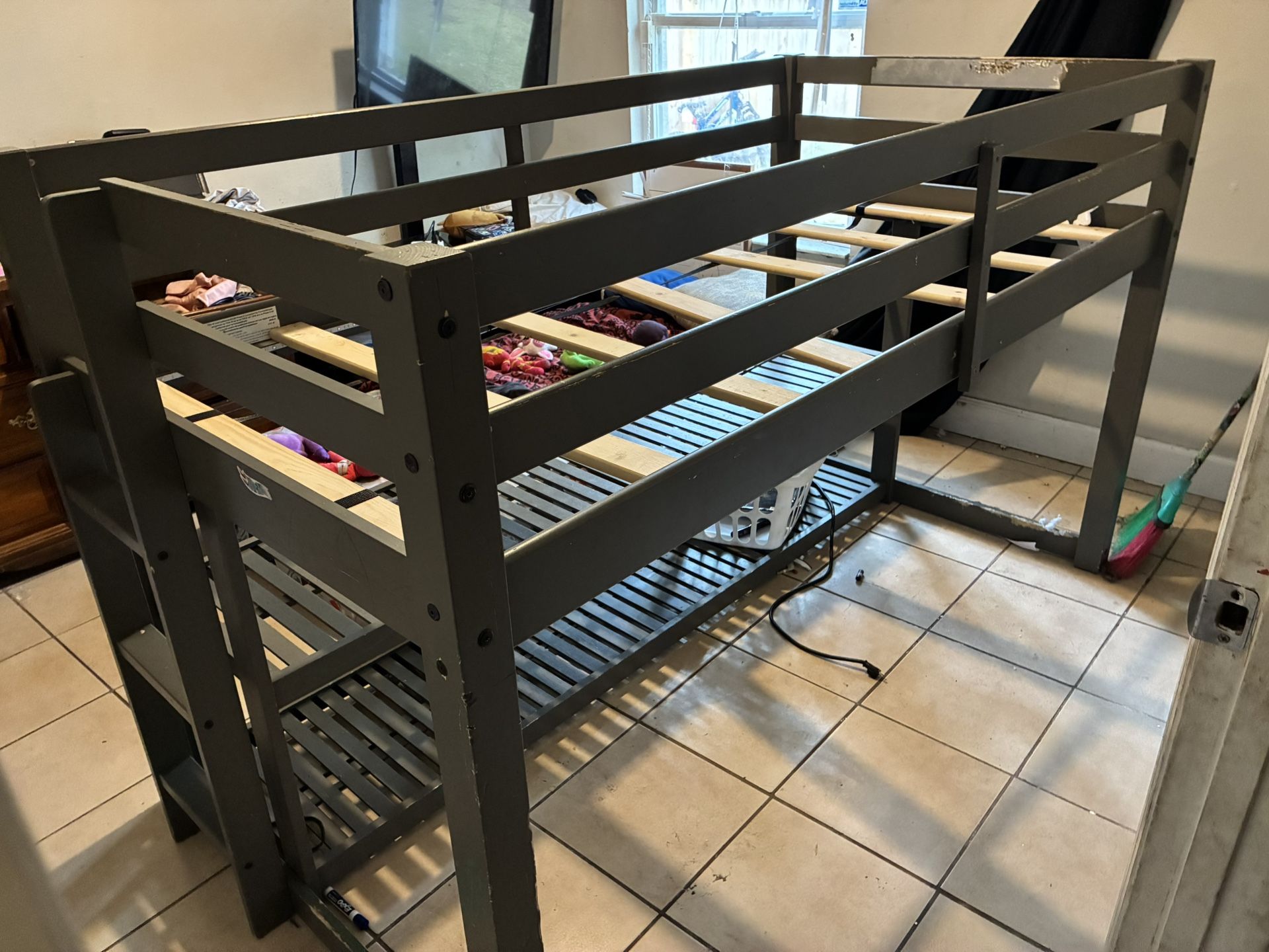 $75 Twin Loft Bed With Shelves
