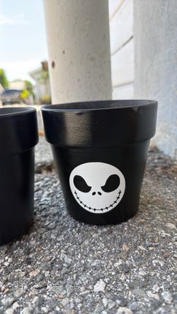 Jack Skellington Painted Terra Cotta Pot