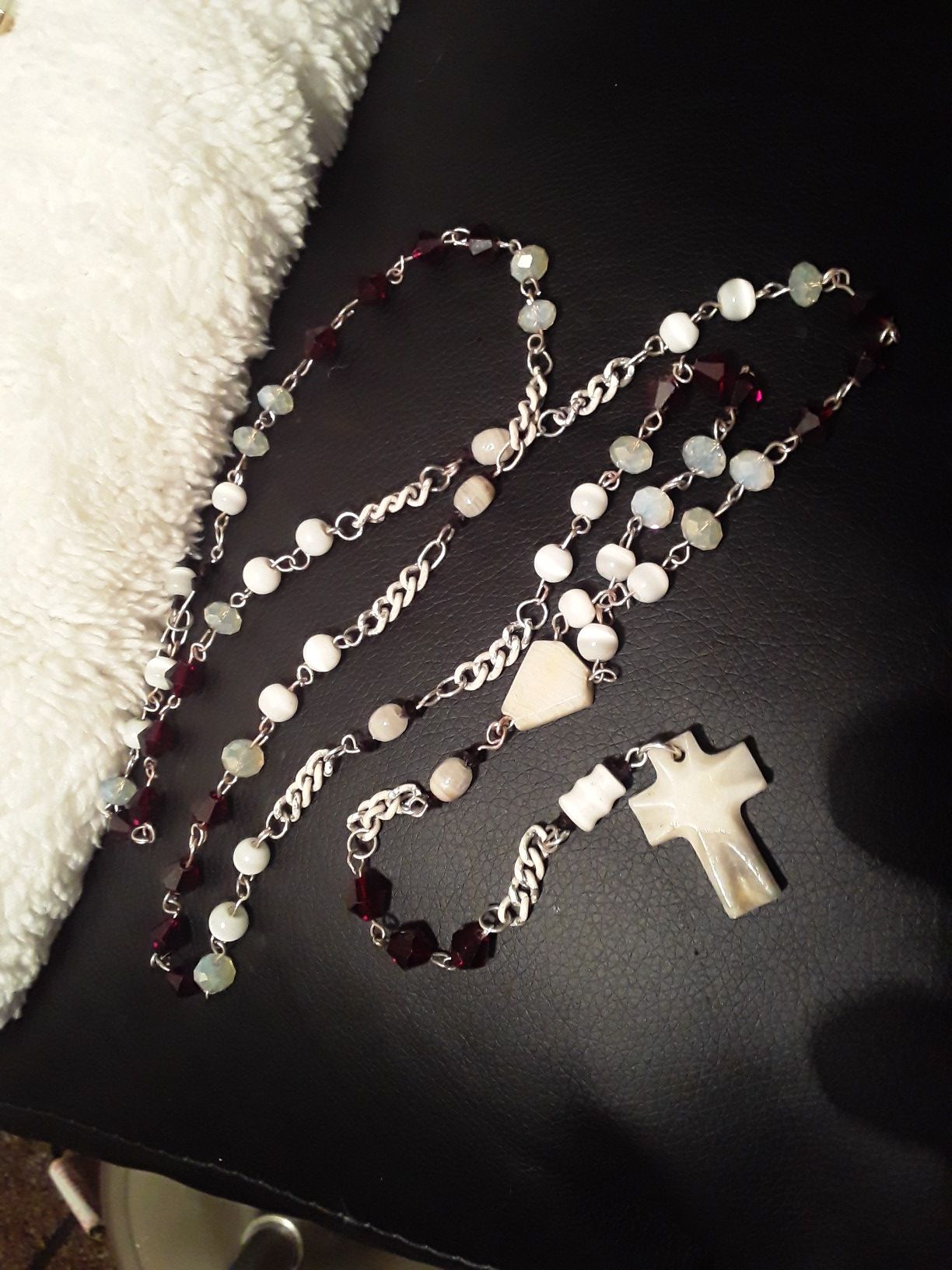 White/deep red rosary